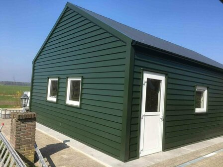 Staalrabat | Hoge plank | Houtnerf donker groen| Maatwerk